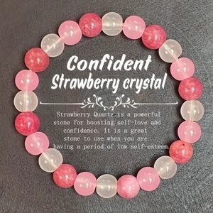 💎4/$20💎Strawberry Quartz Pink and White Bracelet